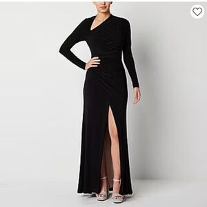 NWT DJ Jaz Long Maxi Cut Out Black Blush Lined Evening Party Sexy Formal Gown